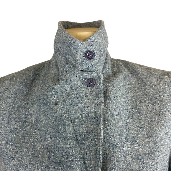 Vintage L.L. Bean Women's Blue Tweed Blazer with 2 way collar size medium - Picture 3 of 14